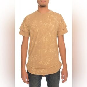 Large The Double Layered Acid Wash Long Tee in Khaki